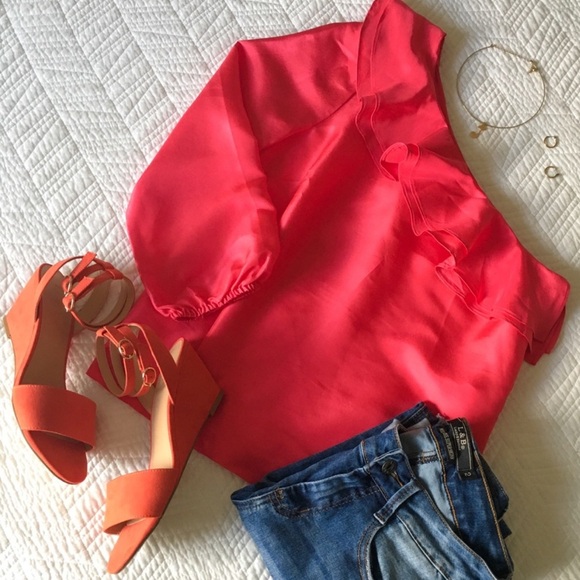 J. Crew Silk Ruffle One-Shoulder Top - Picture 3 of 8